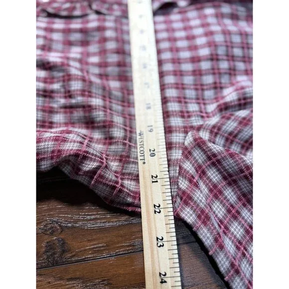NEW Hem & Thread Womens M Plaid Shirtdress Ruffle Pink White Botton Long Sleeve - Picture 13 of 15